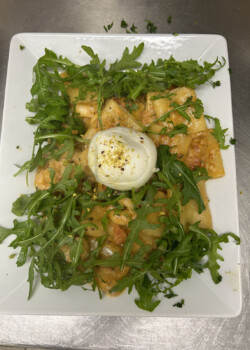 Pacheri pistachio e Burrata